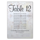 White Peonies & Hearts Hochzeitsdiagramm Tischnummer (Vorderseite)