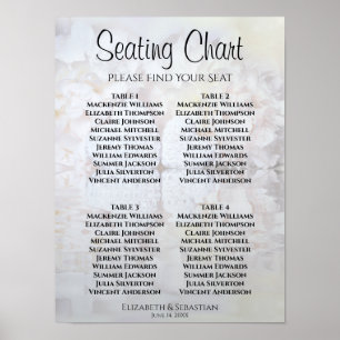 White Peonies Herd 4 Tabelle Hochzeitstabelle Poster