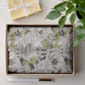 White Peonies Illustration mit hellgrünen Blätter Seidenpapier (Geschenk)