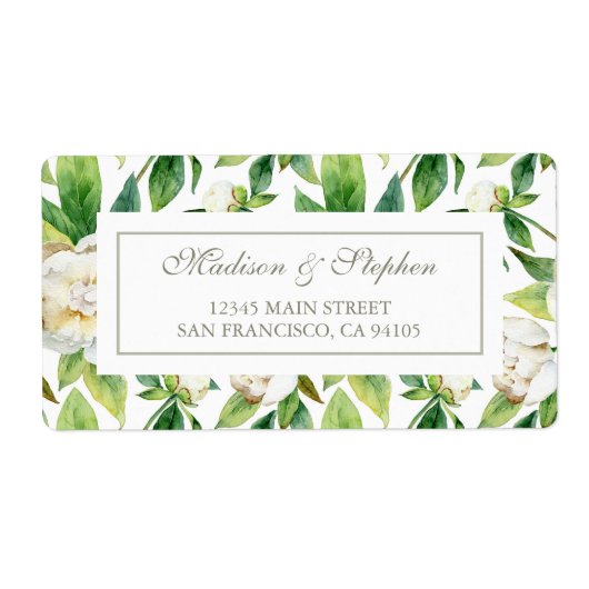White Peonies & Leaf Wasserfarbe - Hochzeit (Vorne)