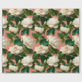 White Peonies on pechy background pattern Geschenkpapier (Flach)