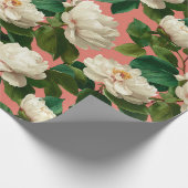 White Peonies on pechy background pattern Geschenkpapier (Ecke)