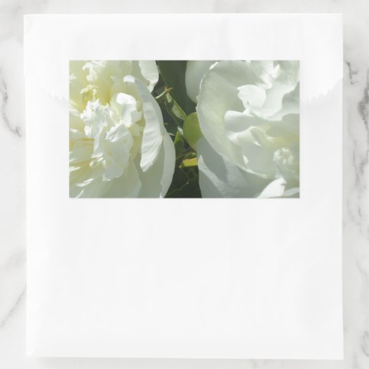 White Peonies Rechteckiger Aufkleber (Tasche)