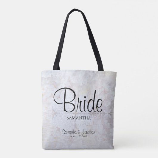 White Peonies & Reflection Hearts Wedding Bridge Tasche (Rückseite)