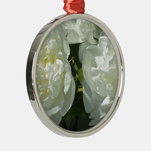 White Peonies Silbernes Ornament (Rechts)