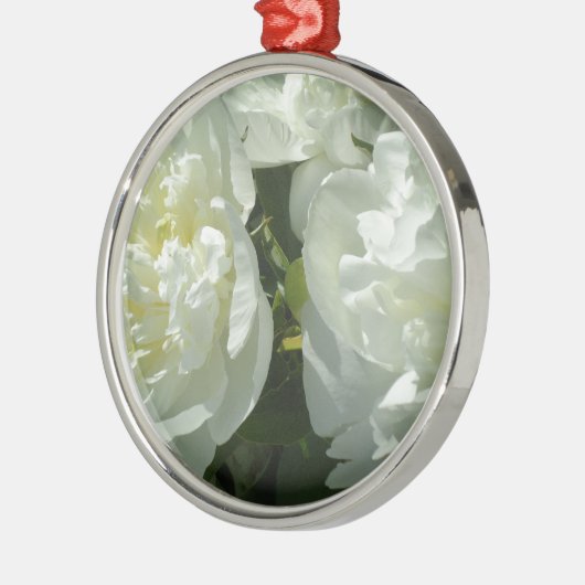 White Peonies Silbernes Ornament (Links)