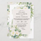 White Peonies Watercolor Hochzeit Einladung (Vorne/Hinten)