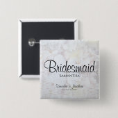 White Peonies Wedding Bridesmaid Nametag Button (Vorne & Hinten)