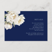 White Peonies Wedding Navy Details Enclosure Card Begleitkarte (Vorderseite)
