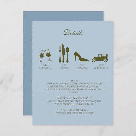 White Peonings mit Baby Blue DETAILS Einladung (Vorne/Hinten)