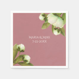 White Peonings mit Dusty Blue Napkins Serviette