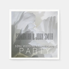 White Peony 10. Wedding Aniversary Paper Napkin 1 Serviette