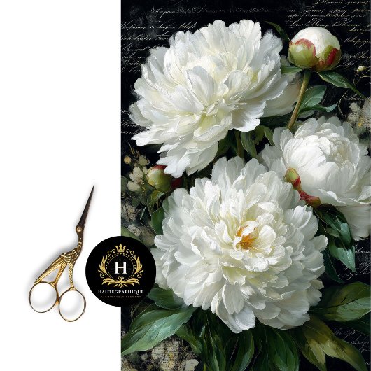 White Peony Blossom Decoupage Seidenpapier
