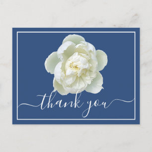 White Peony Blue Hintergrund Vielen Dank Postkarte