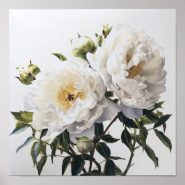 White Peony Blume Art Print Poster