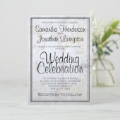 White Peony Blume & Hearts Reflections Wedding Einladung (Stehend Vorderseite)