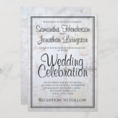 White Peony Blume & Hearts Reflections Wedding Einladung (Vorne/Hinten)