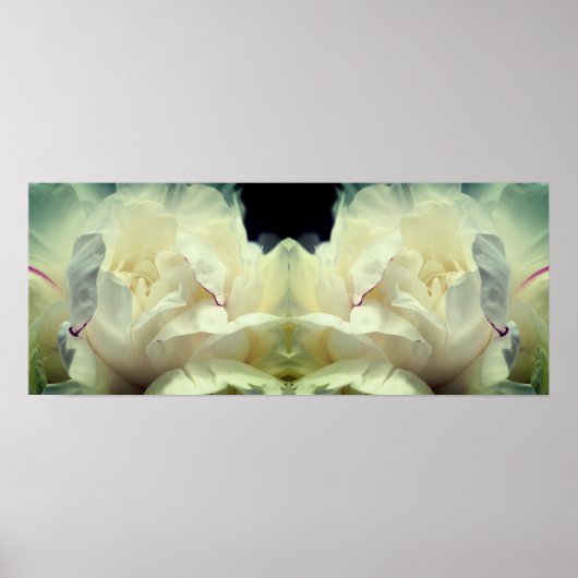 White Peony Blume in Bloom Mirror Abstrakt Poster (Vorne)