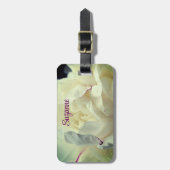 White Peony Blume in Bloom Nah up Personalisiert Gepäckanhänger (Vorderseite vertikal)