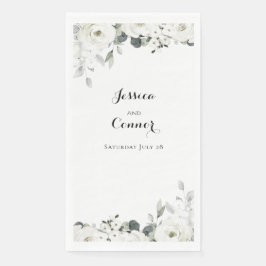 White Peony Blume Silver Sage Grüne Hochzeit Serviette