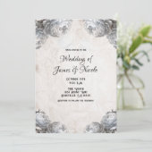 White Peony Blume Vintag Rustic Wedding Einladung (Stehend Vorderseite)