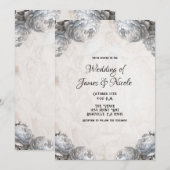White Peony Blume Vintag Rustic Wedding Einladung (Vorne/Hinten)