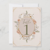 White Peony & Blush Rose Floral Table Numbers Einladung (Rückseite)