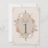 White Peony & Blush Rose Floral Table Numbers Einladung (Vorderseite)