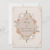 White Peony & Blush Rose Floral Wedding  Einladung (Vorderseite)