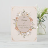 White Peony & Blush Rose Floral Wedding  Einladung (Stehend Vorderseite)