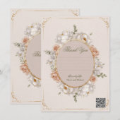 White Peony & Blush Rose Floral Wedding  Einladung (Vorne/Hinten)