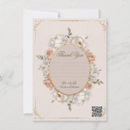 White Peony & Blush Rose Floral Wedding  Einladung