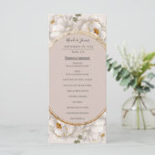 White Peony & Blush Rose Floral Wedding Program Menükarte (Stehend Vorderseite)