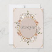 White Peony & Blush Rose Floral Wedding RSVP Einladung (Rückseite)