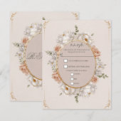 White Peony & Blush Rose Floral Wedding RSVP Einladung (Vorne/Hinten)