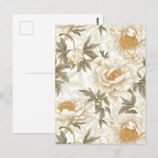 White Peony Chiyogami Postkarte (Vorne/Hinten)
