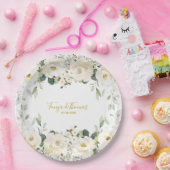 White Peony Epiphany Hochzeit 9 Zoll Abendessen Pappteller (Party)