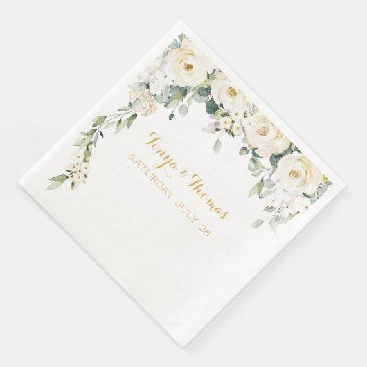 White Peony Epiphany Hochzeitessen Napkins Serviette (Ecke)