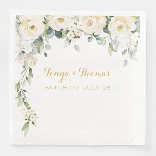 White Peony Epiphany Hochzeitessen Napkins Serviette (Vorderseite)