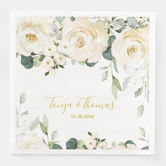 White Peony Epiphany Hochzeitessen Napkins Serviette (Vorderseite)