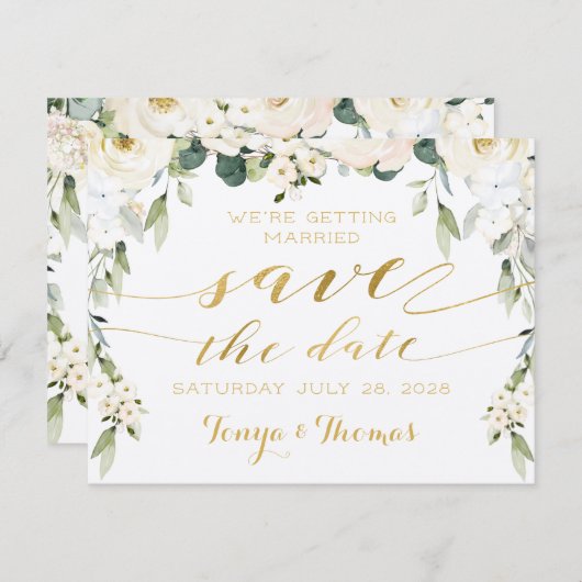 White Peony Epiphany Save the Date Envelope Einladung (Vorne/Hinten)