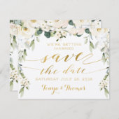 White Peony Epiphany Save the Date Postcard Einladung (Vorne/Hinten)