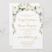 White Peony Epiphany Wedding Gold Calligraphy Einladung (Vorne/Hinten)