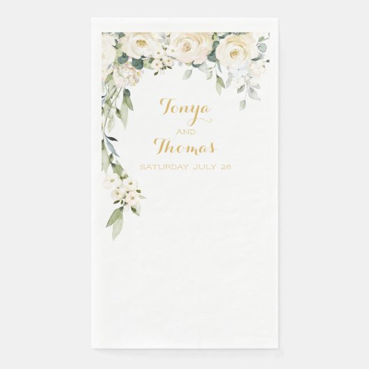White Peony Epiphany Wedding Long Dinner Napkins Serviette (Vorderseite)