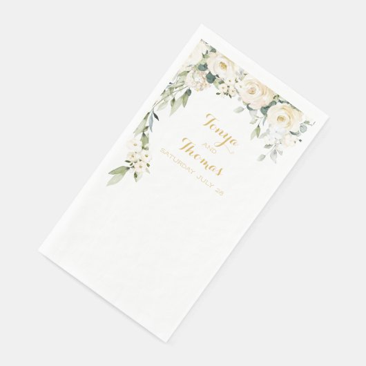 White Peony Epiphany Wedding Long Dinner Napkins Serviette (Ecke)