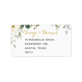 White Peony Epiphany Wedding Mailing Label Adressaufkleber