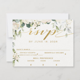 White Peony Epiphany Wedding RSVP Mail Back Card Einladung