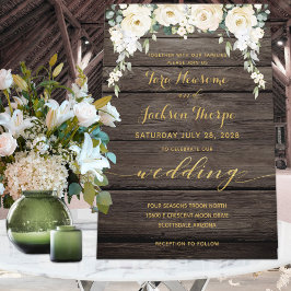 White Peony Epiphany Wedding Rustic Barboard Einladung