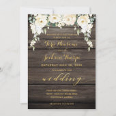 White Peony Epiphany Wedding Rustic Barboard Einladung (Vorderseite)