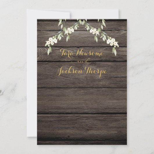 White Peony Epiphany Wedding Rustic Barboard Einladung (Rückseite)